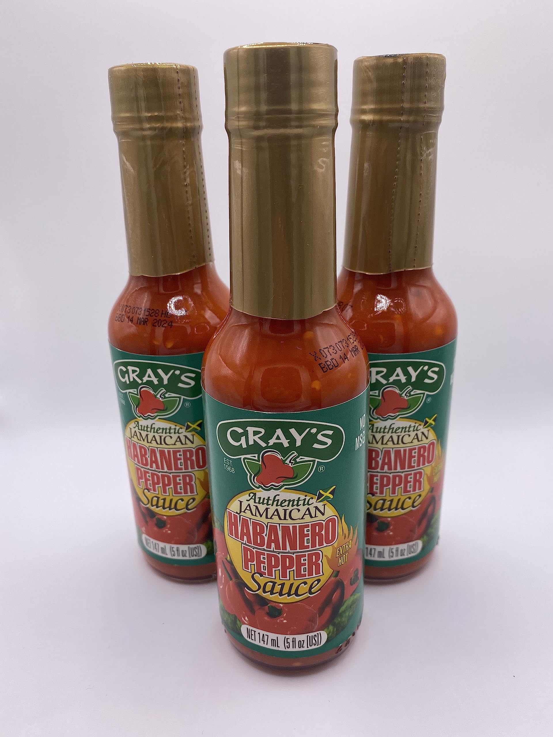 Gray's Authentic Jamaican Habanero Pepper Sauce Pack of 3 Bottles 147ml | Chilli & Hot Sauce