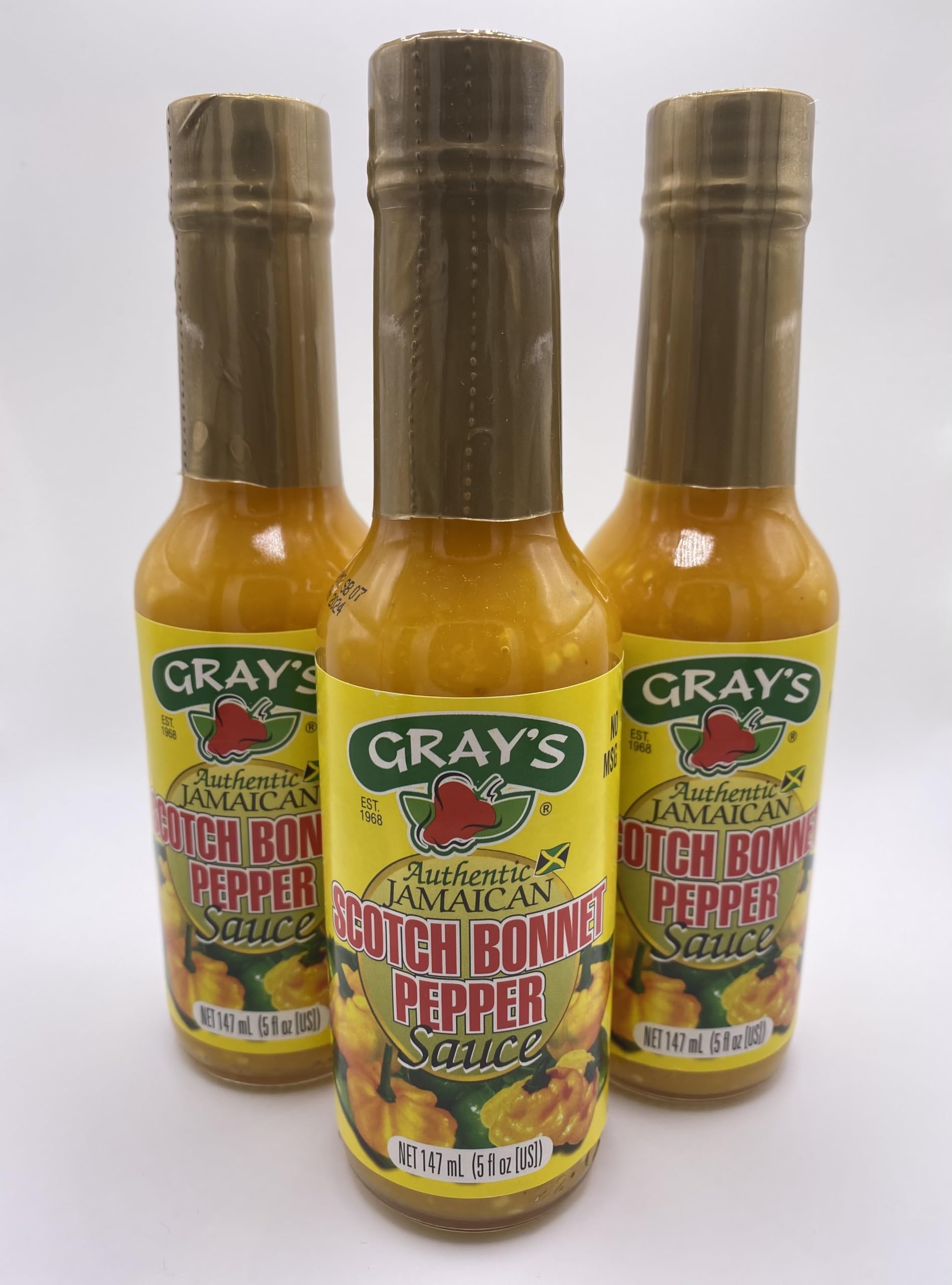 Gray's Authentic Jamaican Scotch Bonnet Sauce | Pack of 3 147ml Bottles | Perfect For Dipping | Hot Sauce | Suitable for Vegan And Non-Vegan Cuisine