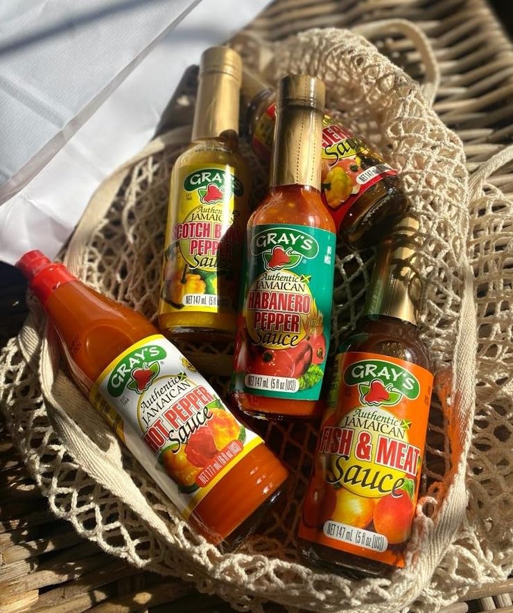 Gray's Authentic Jamaican Fish & Meat Sauce | Pack of 3 147ml Bottles | Perfect For Chicken, Salmon, Prawns | Everyday Cooking Sauce | Suitable for Vegan And Non-Vegan Cuisine