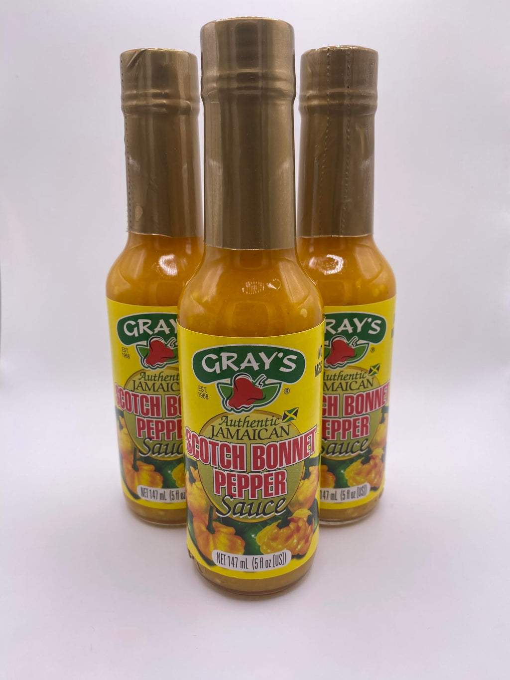 Gray's Authentic Jamaican Scotch Bonnet Sauce | Pack of 3 147ml Bottles | Perfect For Dipping | Hot Sauce | Suitable for Vegan And Non-Vegan Cuisine