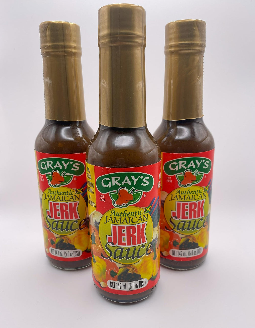 Gray's Authentic Jamaican Jerk Sauce | 147ml Pack of 3 Bottles | Marinade And Dipping Sauce | Perfect For Meat, Fish And Vegetables | Jerk Sauce | Jerk Chicken